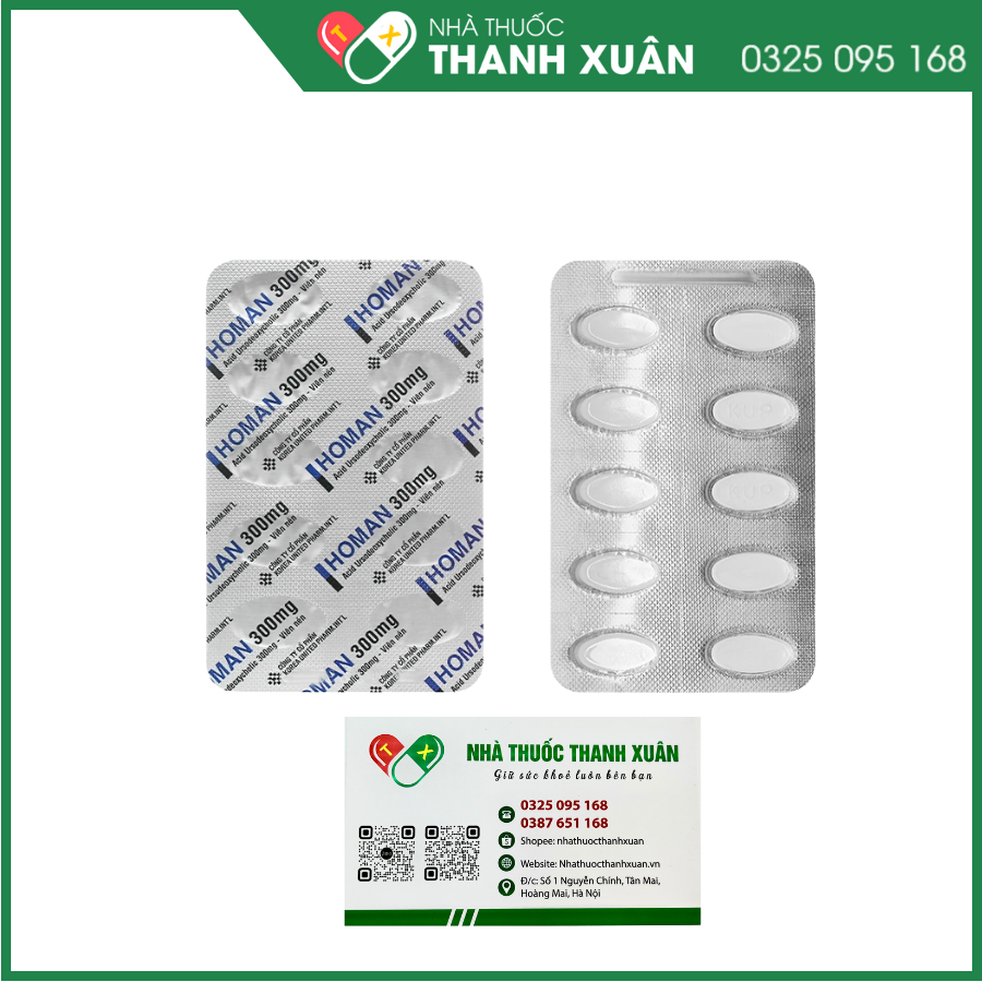 Homan 300mg trị xơ gan ứ mật nguyên phát